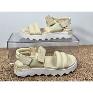 Sorel Viibe Sandal Womens Size 6 White Puffy Slingback Sport Comfort Hook Loop
